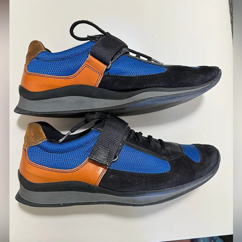 Vintage Prada suede and nylon sneakers. Hook and strap over laces sz 37 US 6.5-7